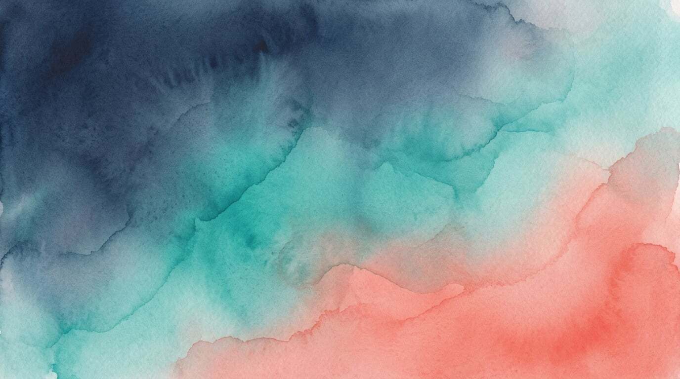 Abstract watercolor background with navy, teal, and coral tones